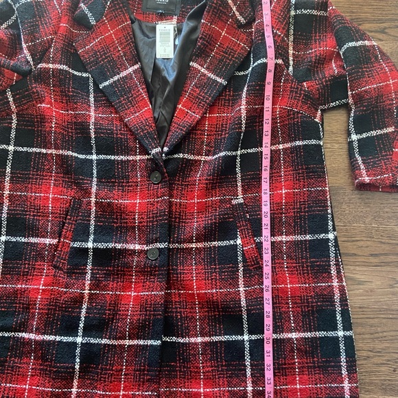 Torrid RED & BLACK PLAID WOOLEN WEDGE COAT - Picture 6 of 13